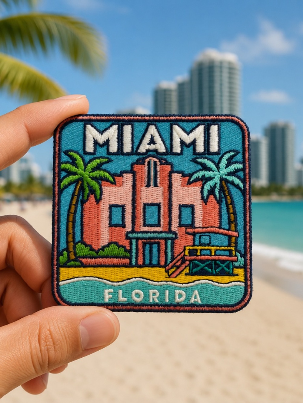 Miami Florida Patch 3 Inch Embroidered Iron On Travel Souvenir Badge